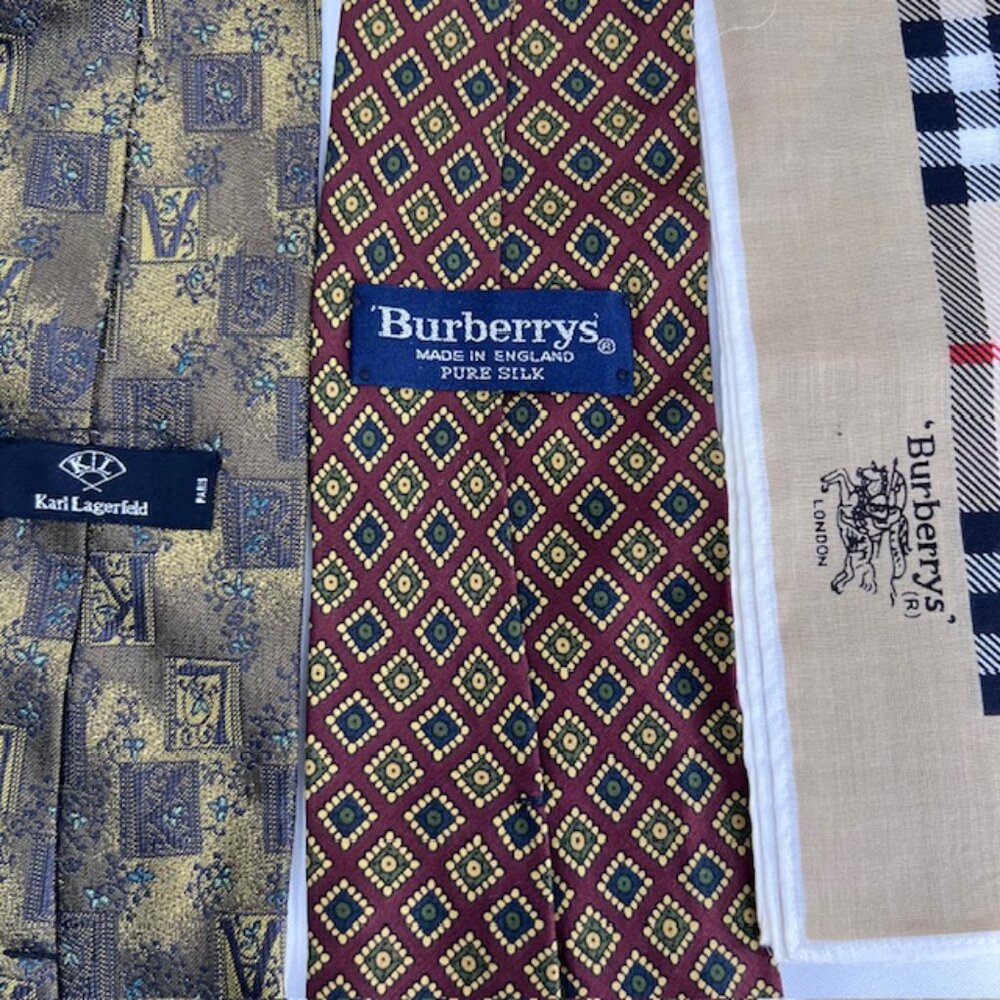 Set: 2 Neckties Burberry Paisley & Karl Linger Paris+1Burberry Handkerchief(53 - Picture 5 of 16